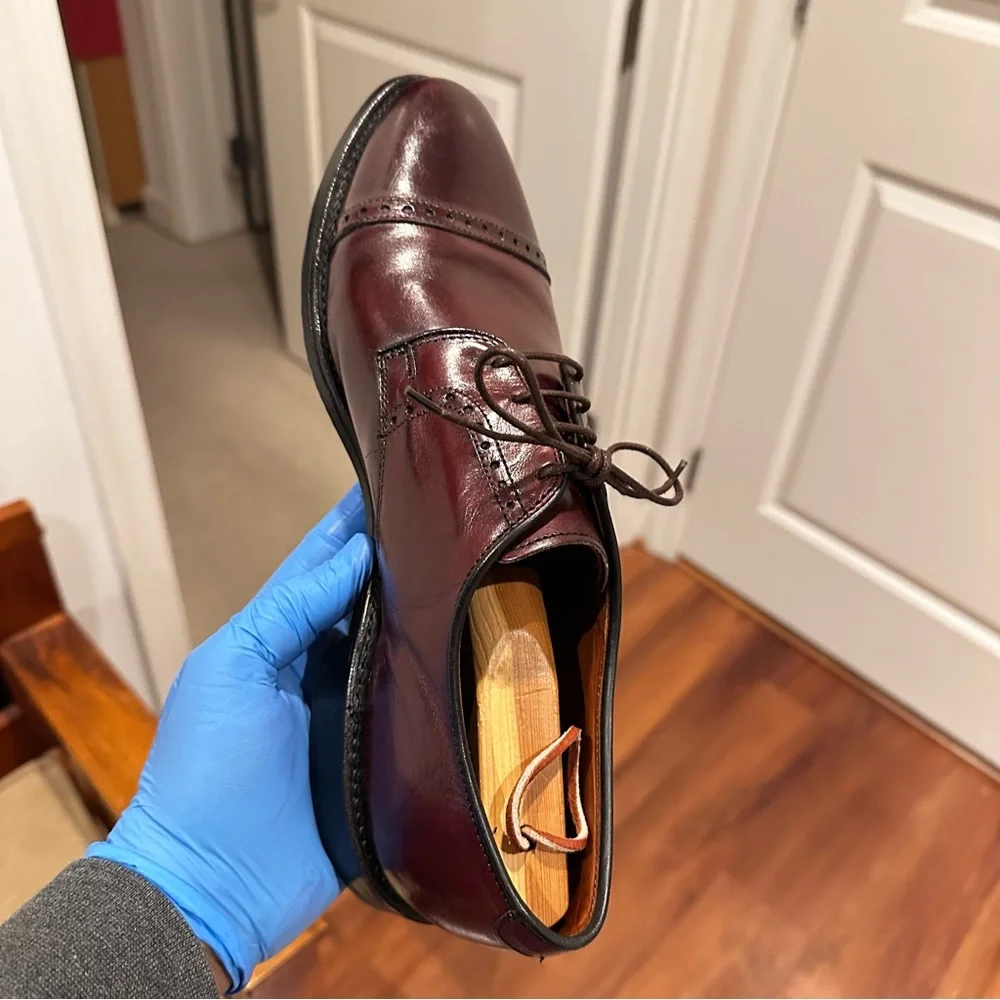 Allen Edmonds Burgundy Leather Cap-Toe Derbys - Picture 9 of 15